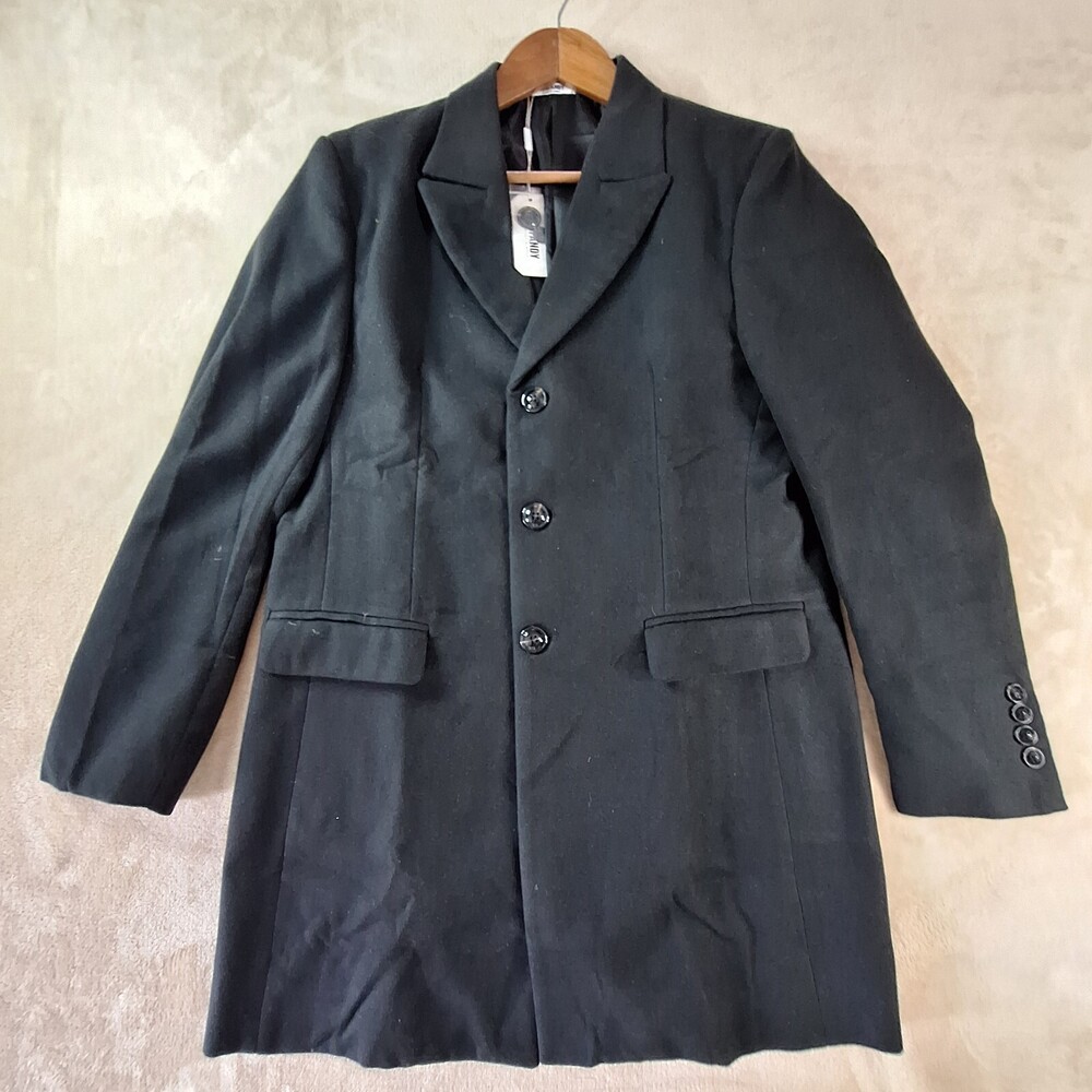 Coofandy Pea Coat Men's Medium Black Single Breasted Velvet NWT